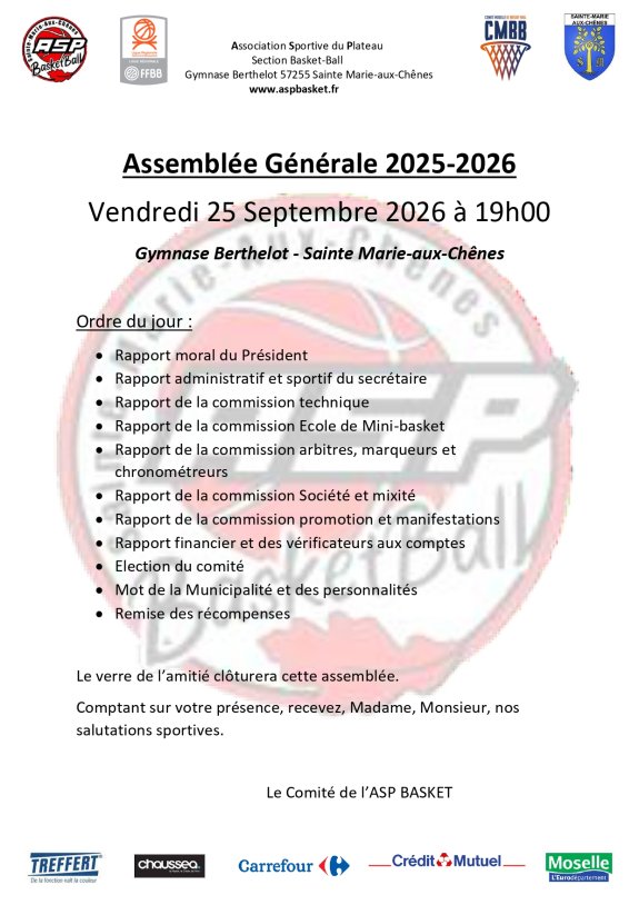 Assemblée Générale ASP BASKET